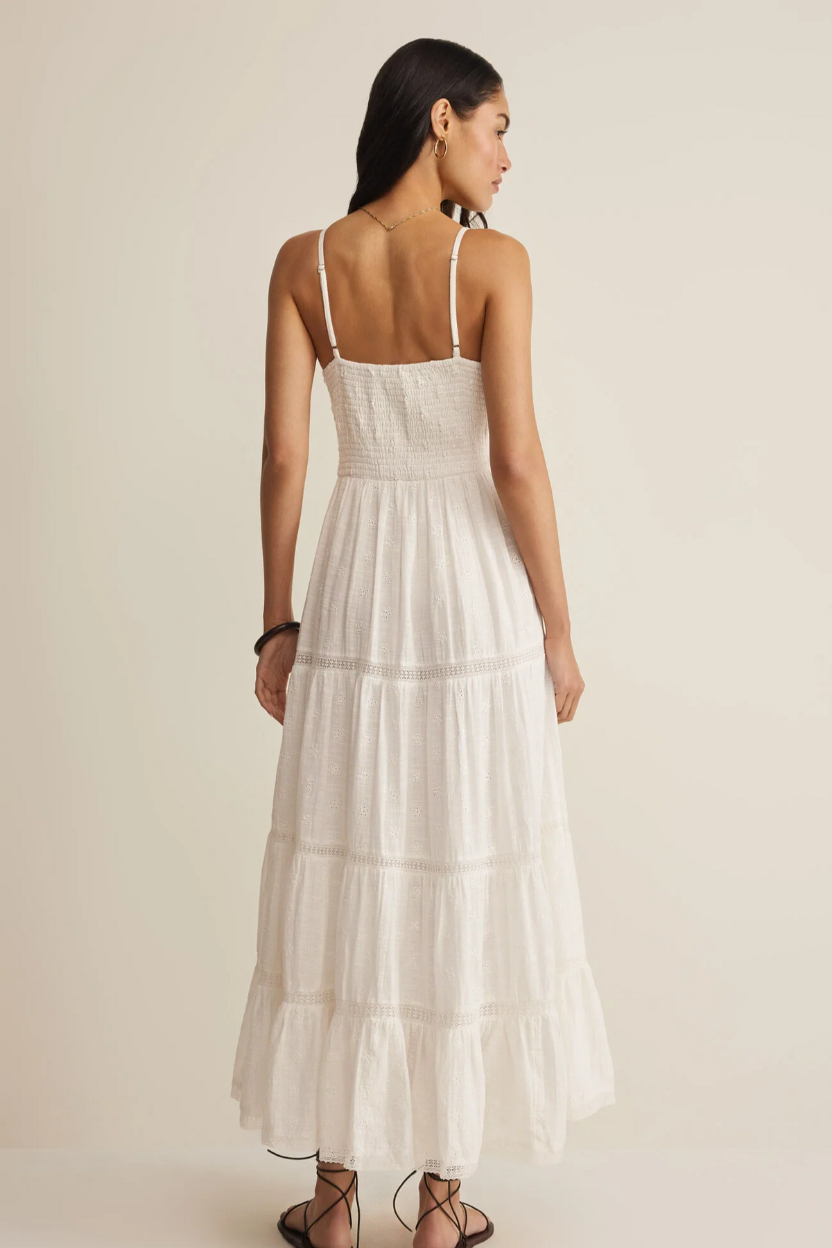 Behati Eyelet Midi Dress White