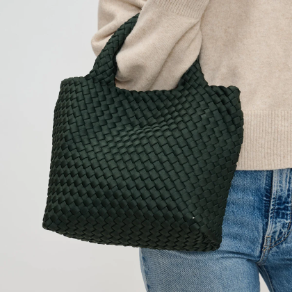 Sky's the Limit Small Woven Tote Olive