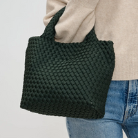 Sky's the Limit Small Woven Tote Olive