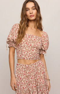 Moira Floral Cropped Top Sandshell