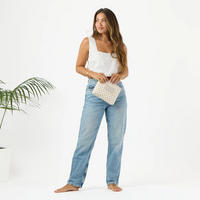 Petite Check Small Pouch Latte
