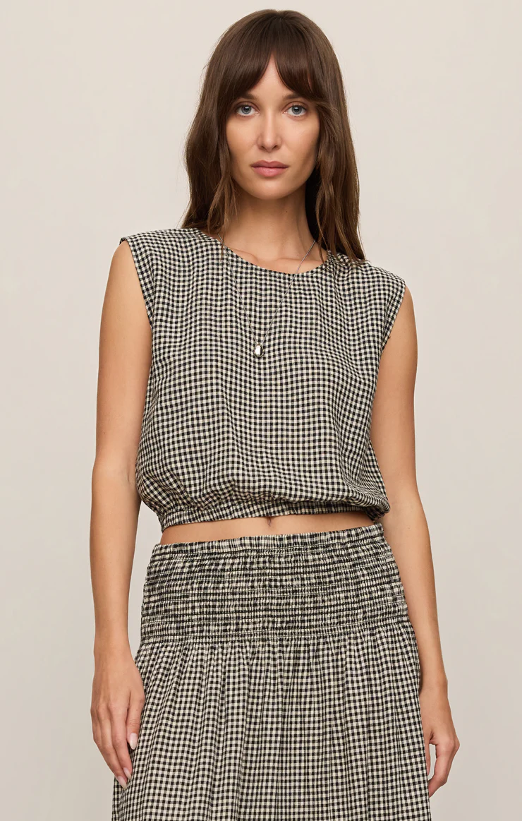 Merit Cropped Gingham Top