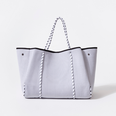 Large Neoprene Tote White Grey