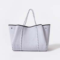 Large Neoprene Tote White Grey