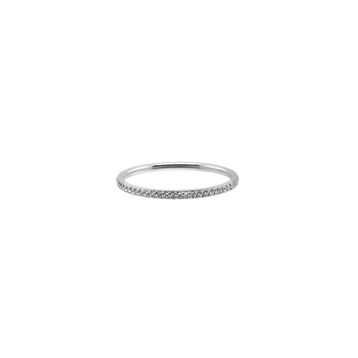 Waterproof Silver Dainty Diamond Ring Band