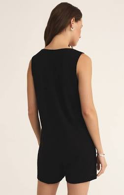 Solace Textured Slub Romper Black