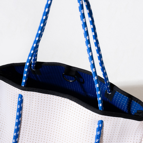 Large Neoprene Tote White and Blue