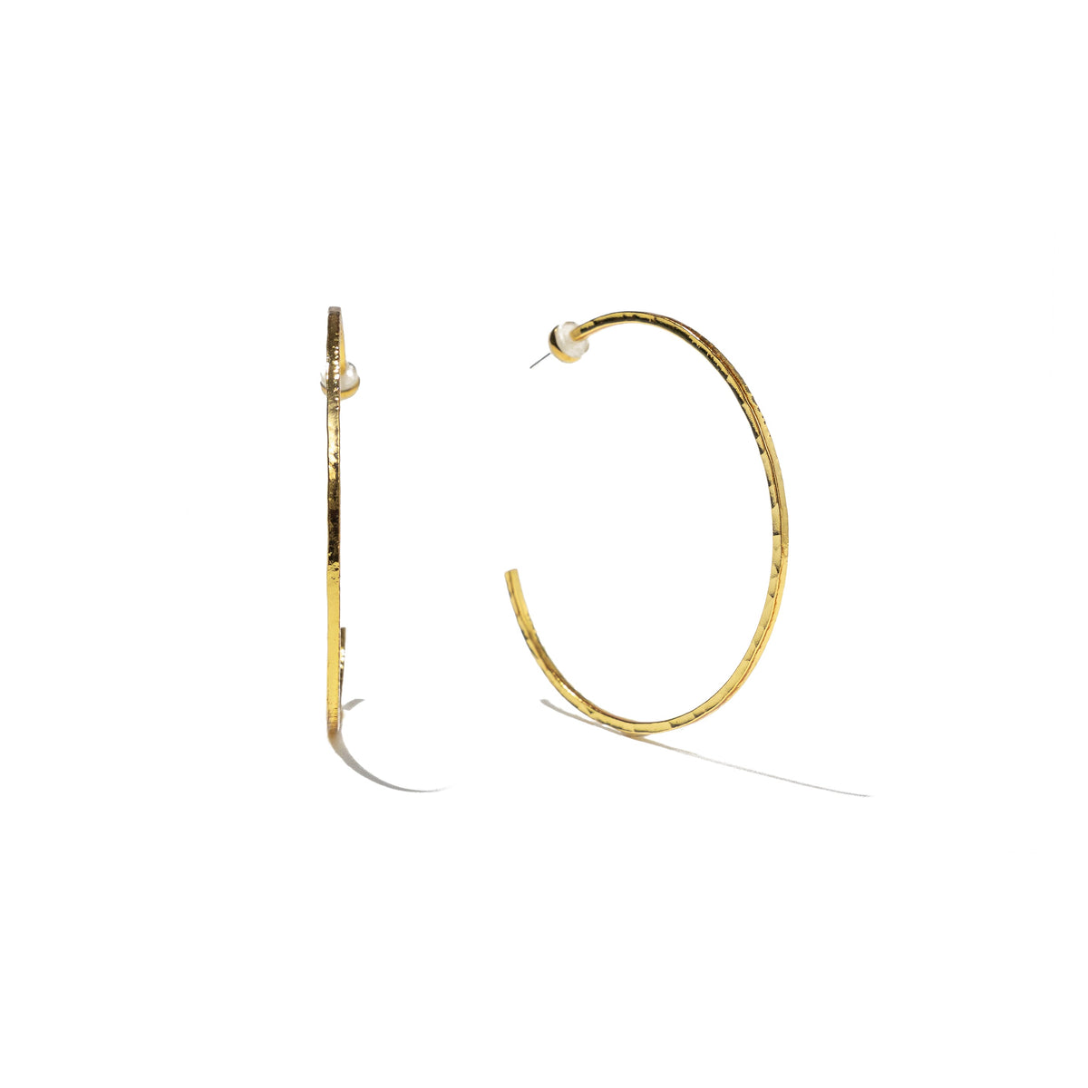 24K Gold Mini Thin Hammered Hoops
