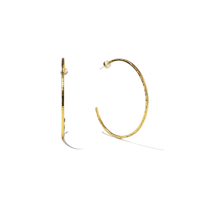24K Gold Mini Thin Hammered Hoops