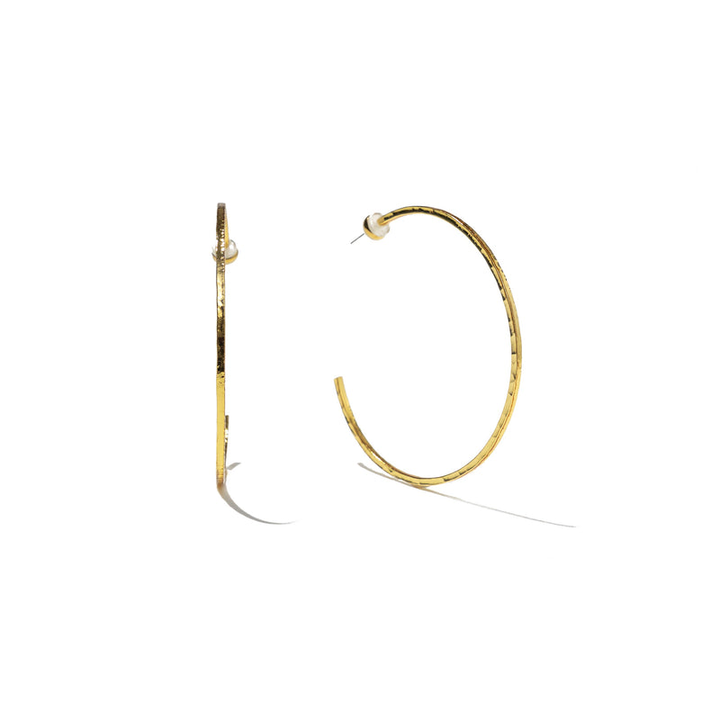 24K Gold Mini Thin Hammered Hoops