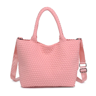 Sky's The Limit Medium Woven Tote Blush