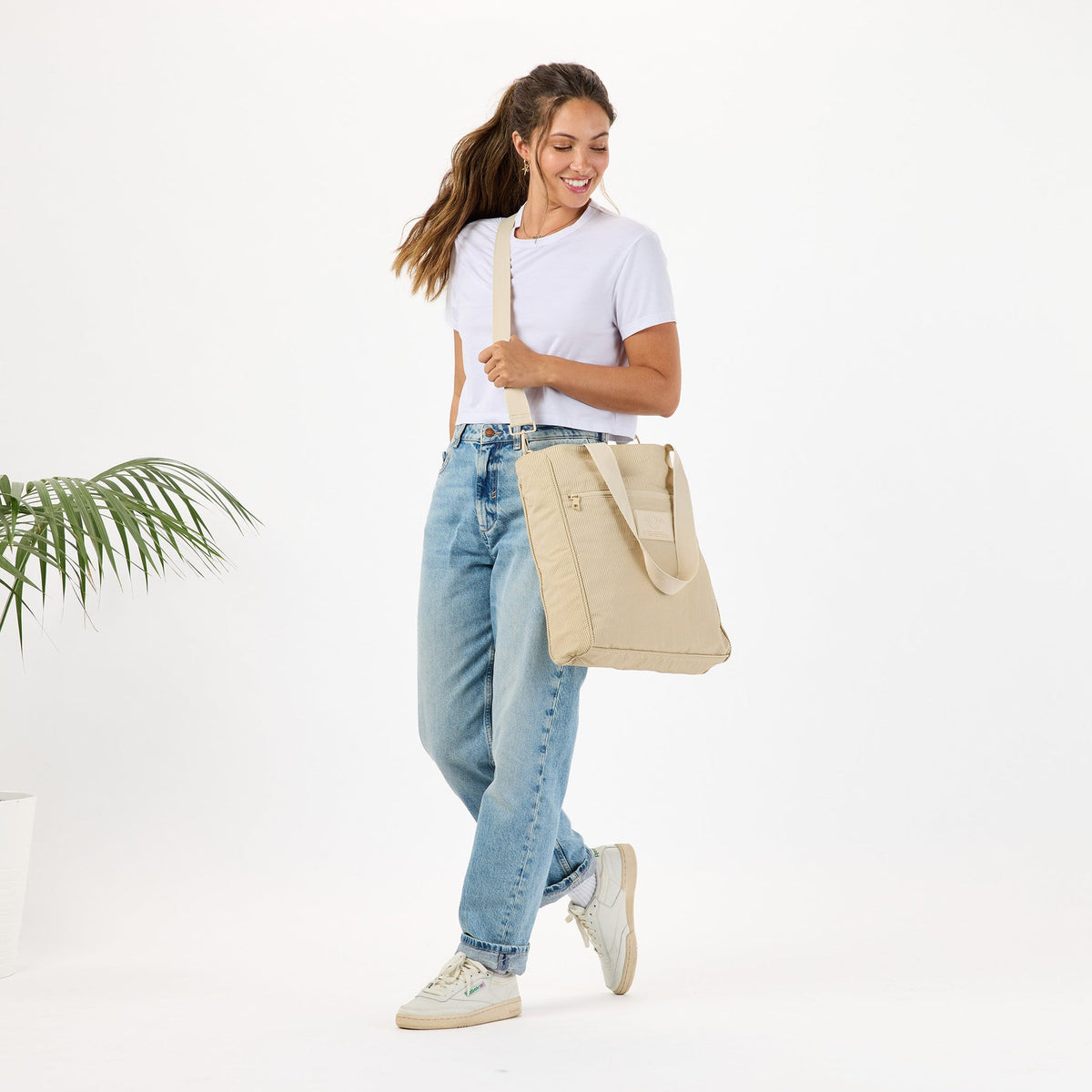 Tiny Stripe Daily Tote Frappe/Latte