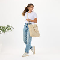Tiny Stripe Daily Tote Frappe/Latte