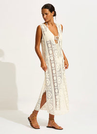 Crochet Maxi Cover Up Ecru