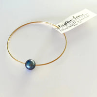 Freshwater Pearl Bangle Gold Fill 7.5" Blue
