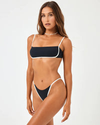 Hazel Ribbed Top Black/Cream