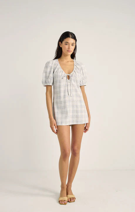 Desi Plaid Mini Dress Blue