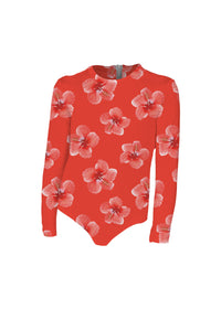 Littles Longsleeve Bodysuit Strawberry Hibiscus