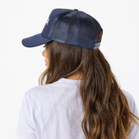 Lei Aloha Trucker Hat Lilac on Navy