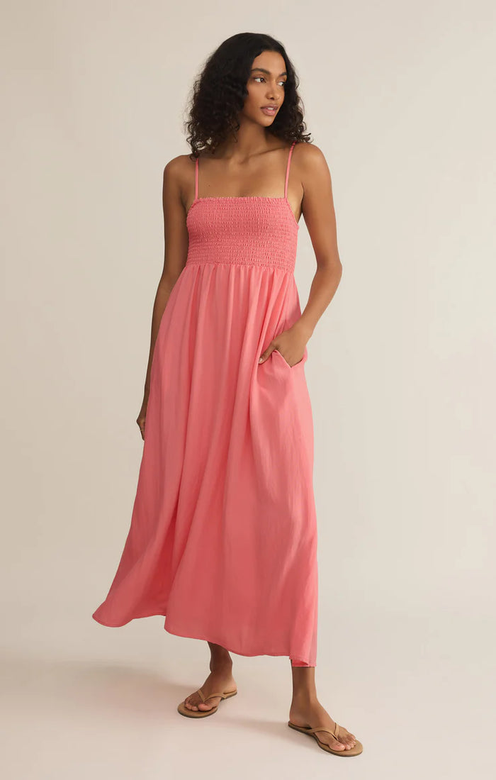 Beachside Midi Dress Sunset Pink