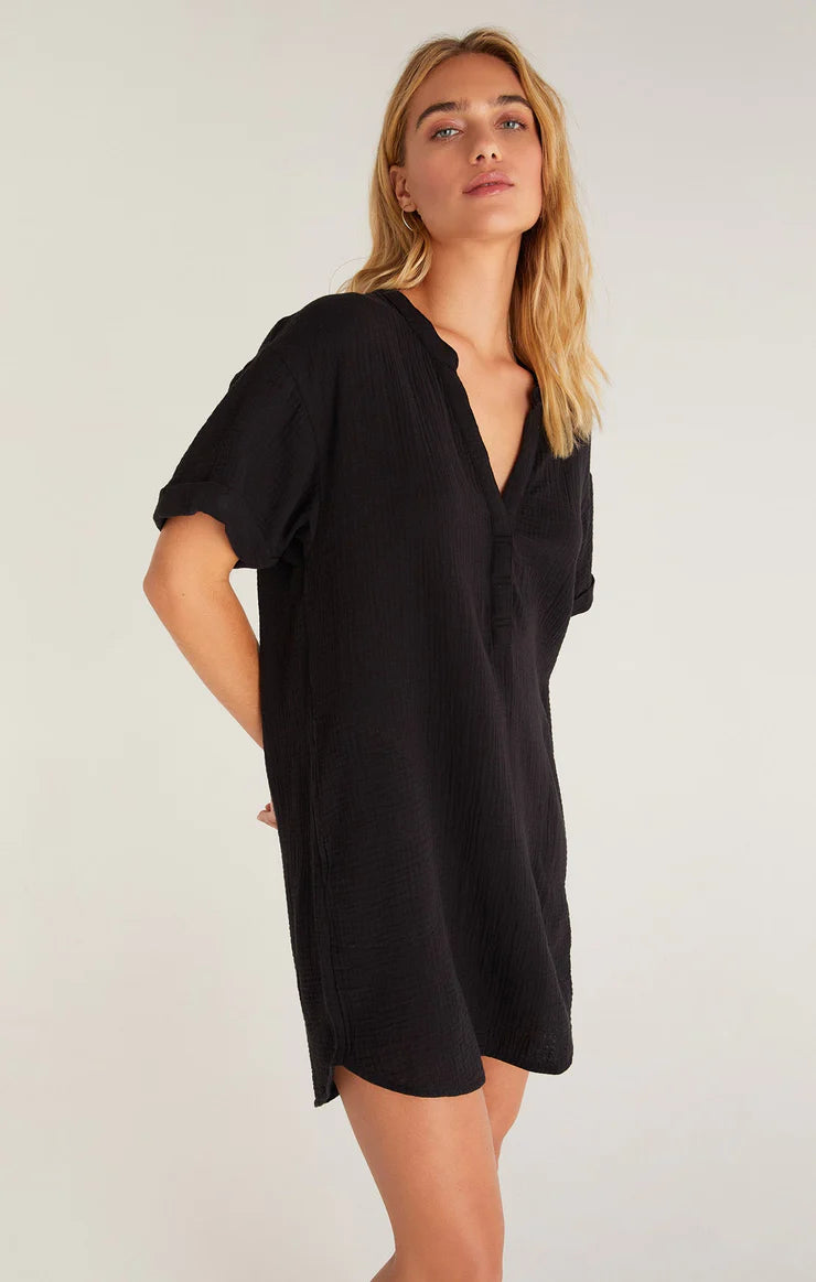 Talia Gauze Mini Dress Black