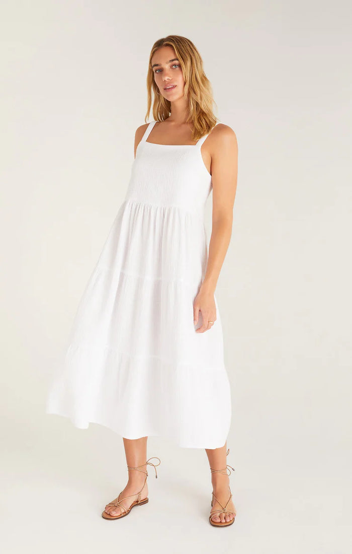 Analise Gauze Midi Dress White