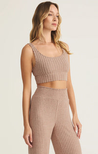 Zoe Rib Tank Bra Iced Coffee