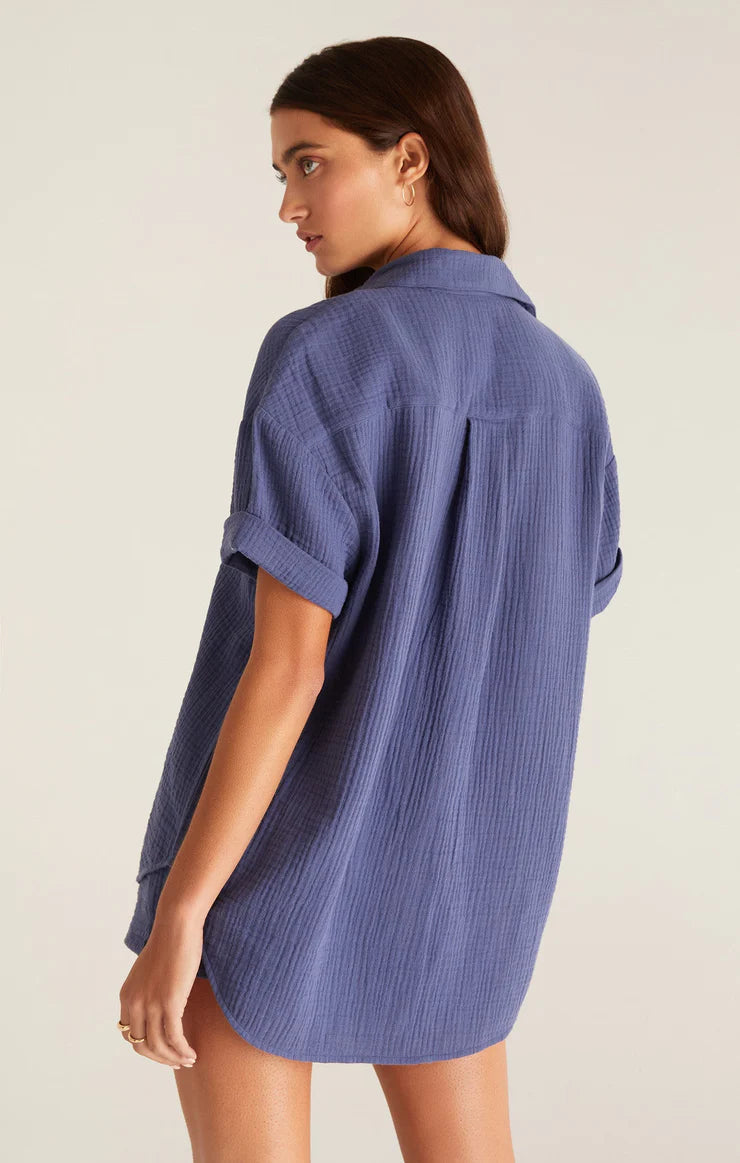 Sundown Gauze Shirt Dusty Navy