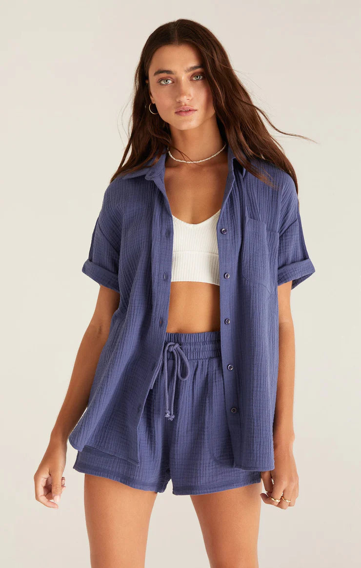 Sundown Gauze Shirt Dusty Navy