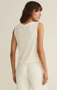 Sloane V Neck Rib Tank White
