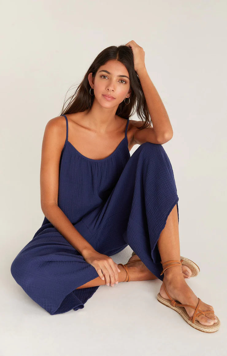 Flared Gauze Jumpsuit Indigo Dream