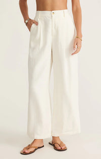 Topanga Wide Leg Linen Pant White