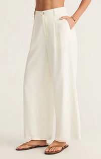 Topanga Wide Leg Linen Pant White