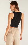 Hannah Cropped Ribbed Tank Black