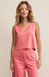 Sloane V Neck Top Sunset Pink
