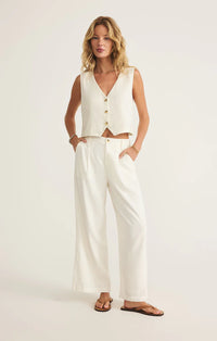 Topanga Wide Leg Linen Pant White