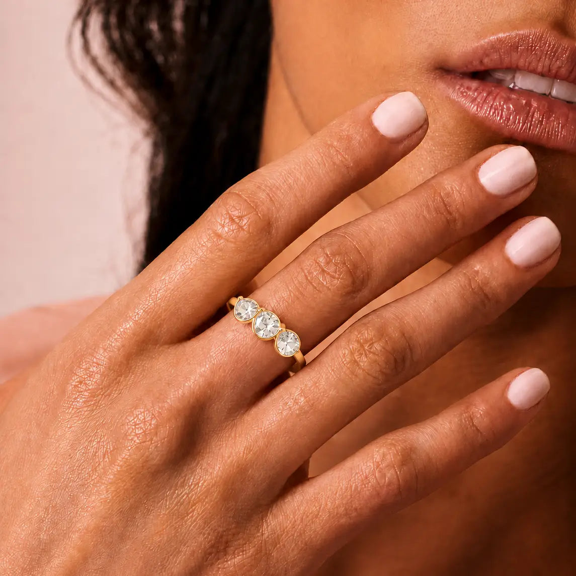 Cascade Pear Ring - White CZ