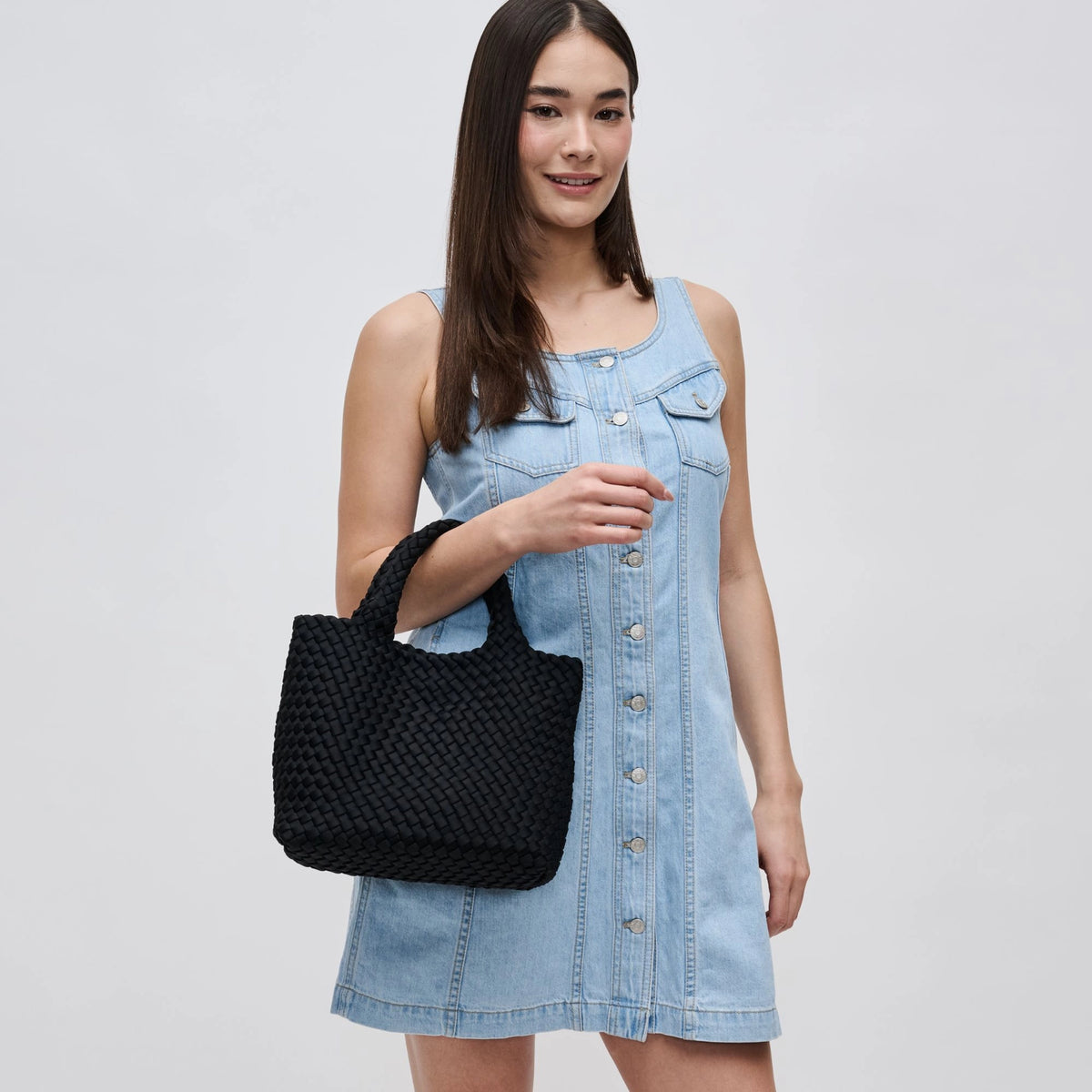 Sky's the Limit Small Woven Tote Black