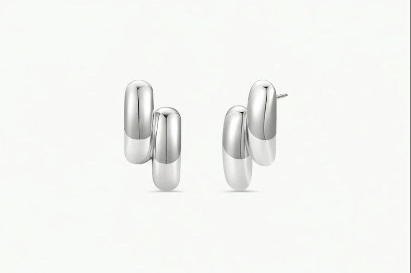 Silver Double Bold Bar Earring