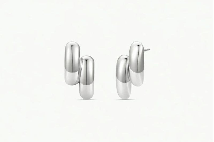 Silver Double Bold Bar Earring