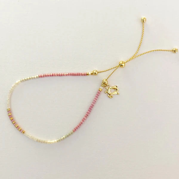 White/Pink Silk Bracelet Flower