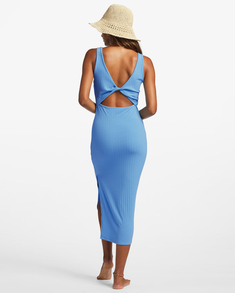 Take a Look Rib Dress Blue Daze