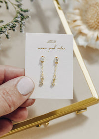 Baguette Drop - Gold Earrings