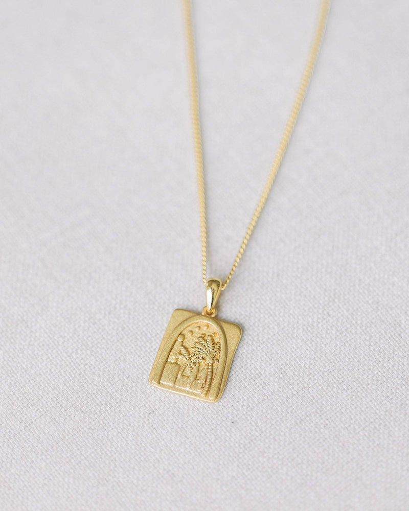 Gold Palm Pendant Necklace