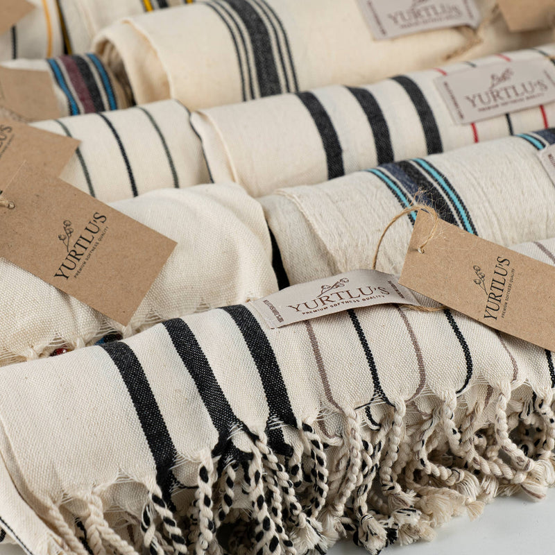 Turkish Towel Red/Black Stripe