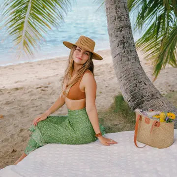 Magnolias and Gingham Beach Towel
