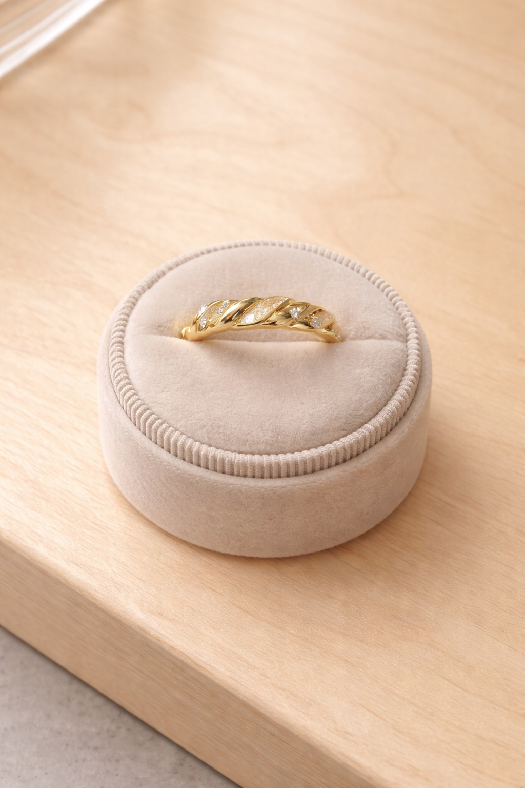 Gold Rings -  White Opal Twist: 9