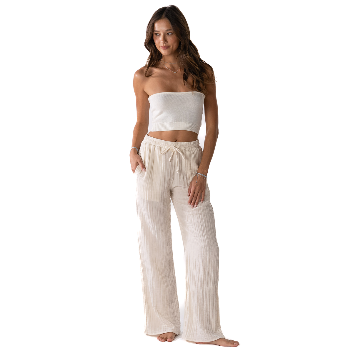 Cream Cabana Pants: L