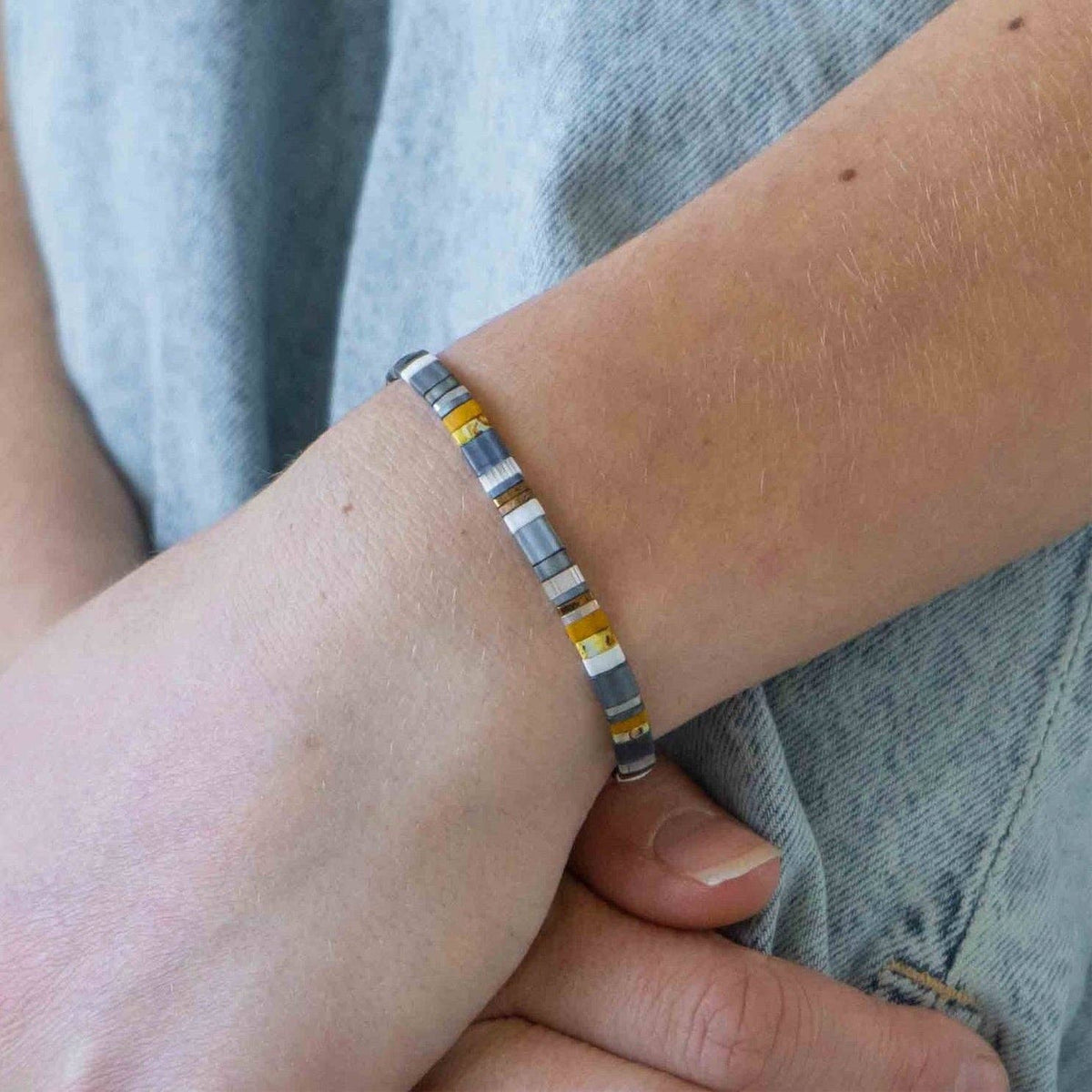 STORMY - Tila Bead Bracelet | Single: 6.50 Inches - M