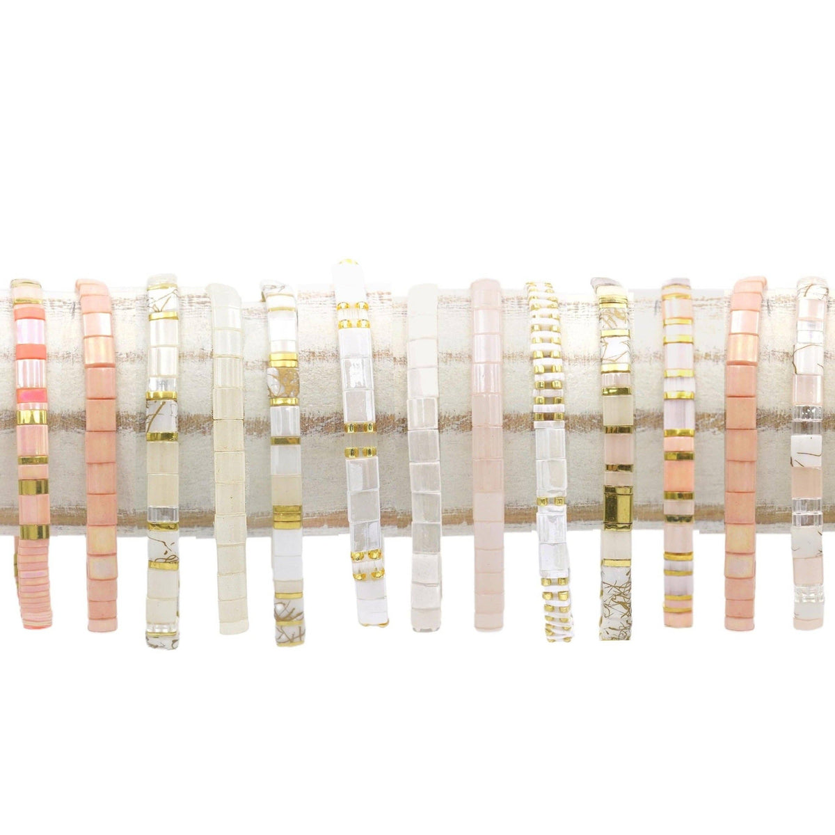 VANILLA BLUSH - Tila Bead Bracelets: 6.50 inches - M / Peach